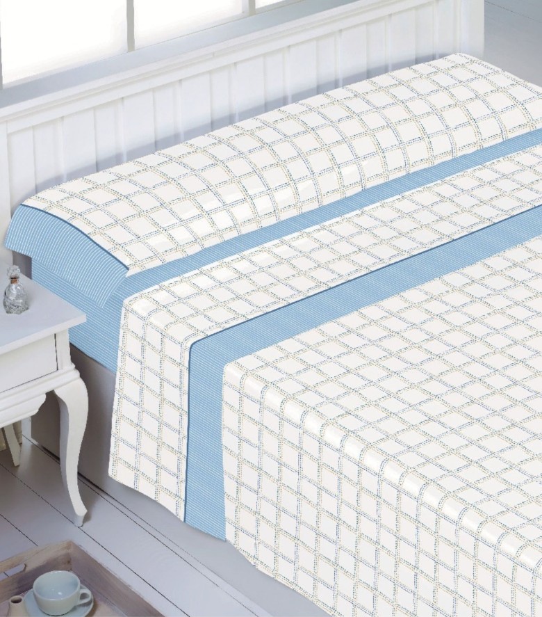 juego de sábanas 50% algodón Selena celeste