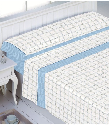 juego de sábanas 50% algodón Selena celeste